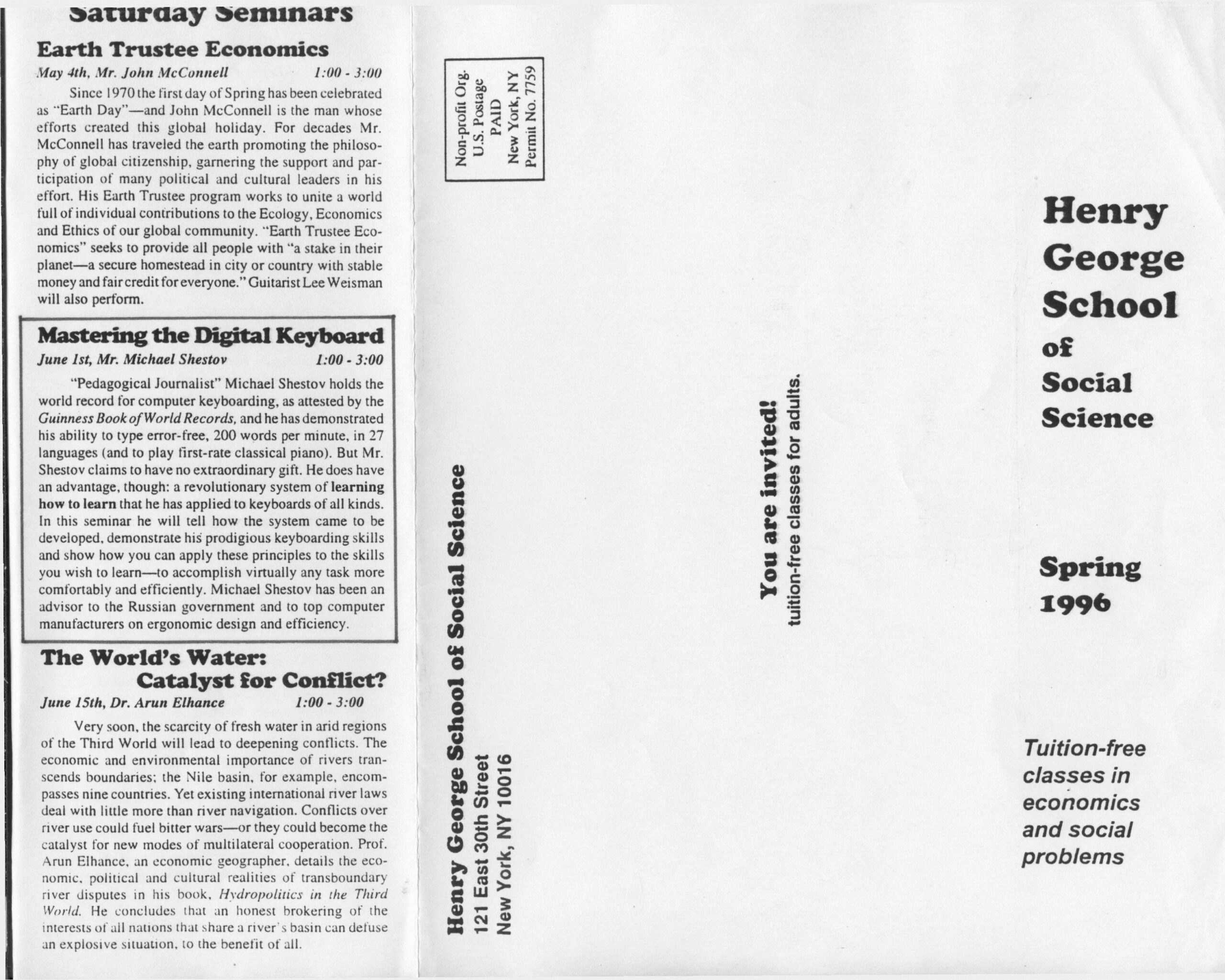 Henry George School of Social Science, 1996